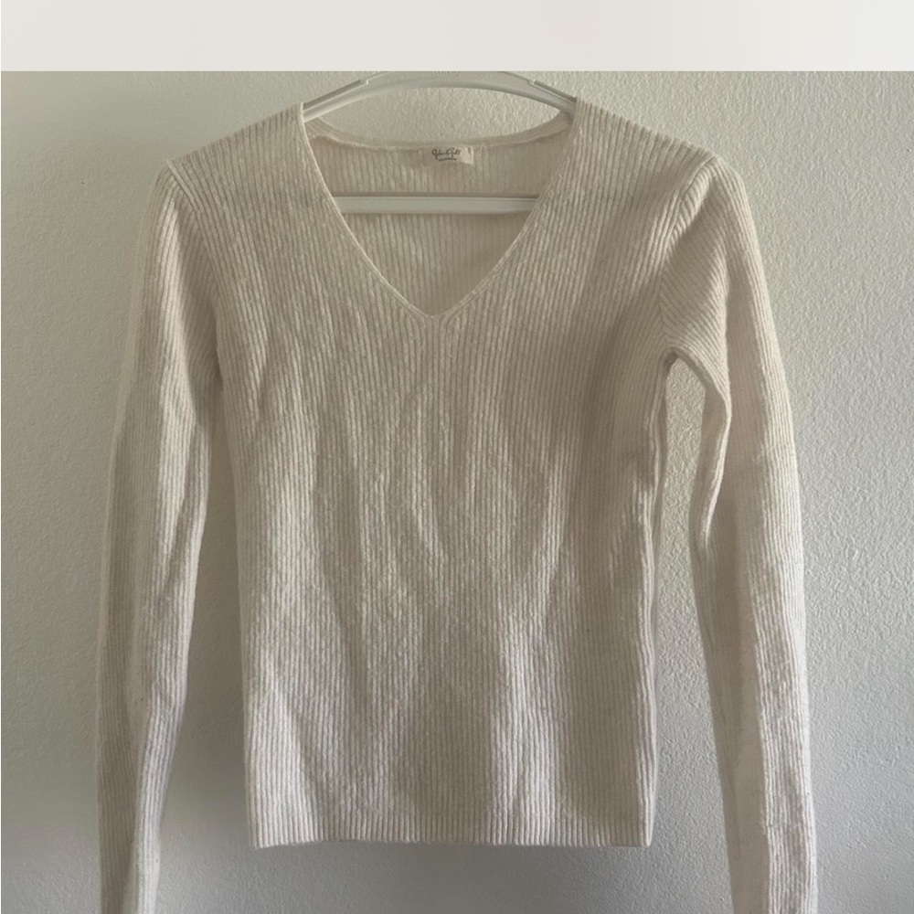 Brandy Melville Cream V-Neck Sweater